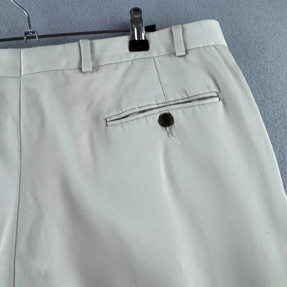 Vintage Polo Ralph Lauren Pants Mens Fits 35x31 Cream Rayon Blend Pleated Baggy